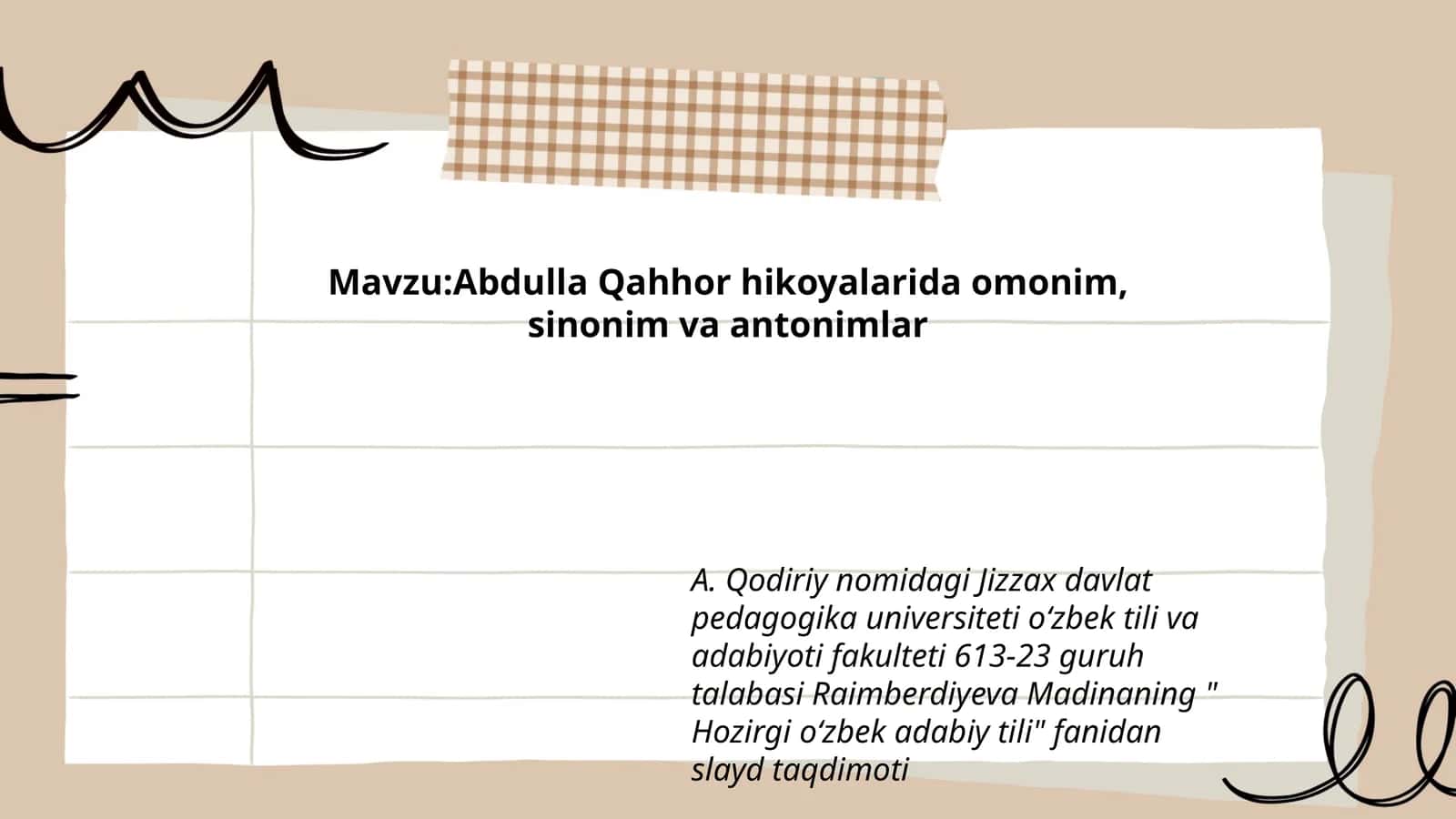 Hozirgi o‘zbek adabiy tili fanidan slayd taqdimoti