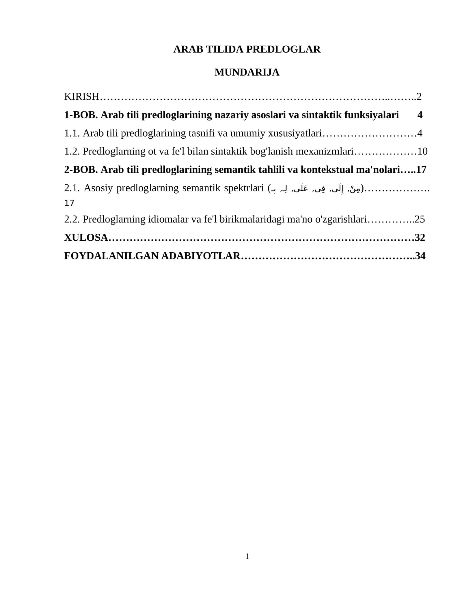 ARAB TILIDA PREDLOGLAR
