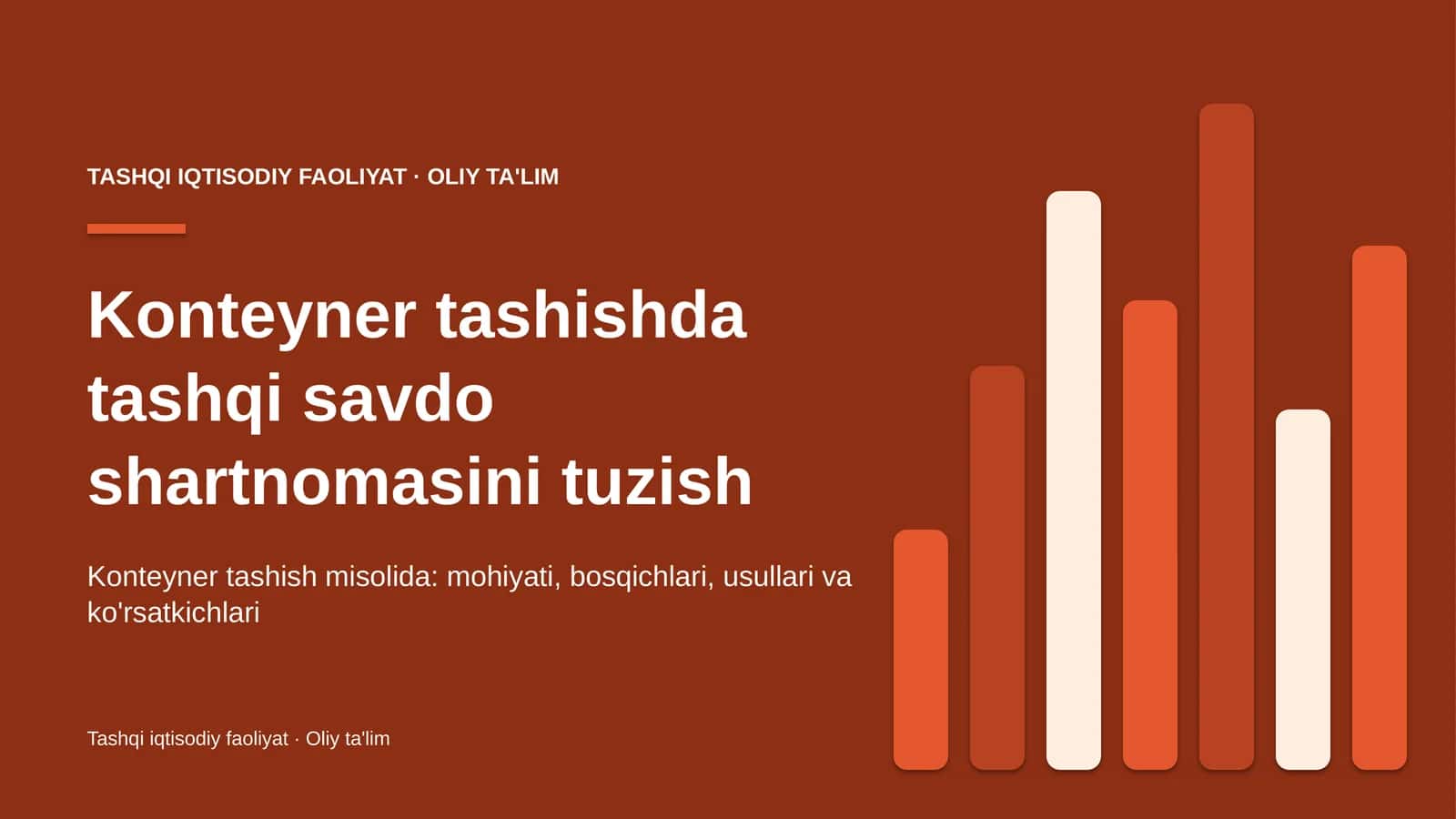 Konteyner tashishda tashqi savdo shartnomasini tuzish