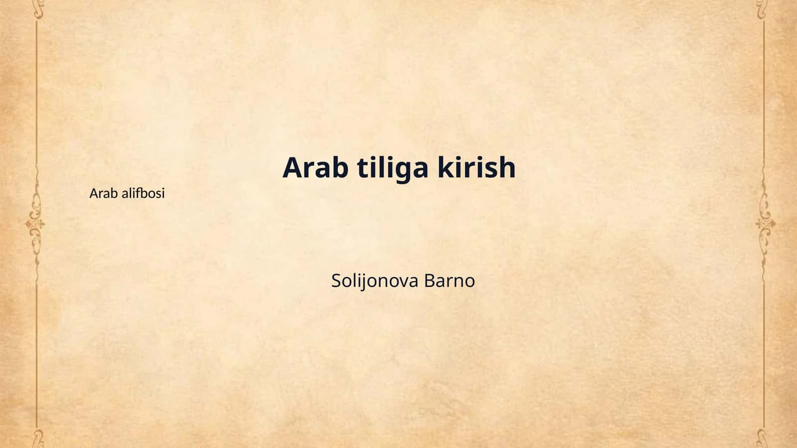 Arab tiliga kirish