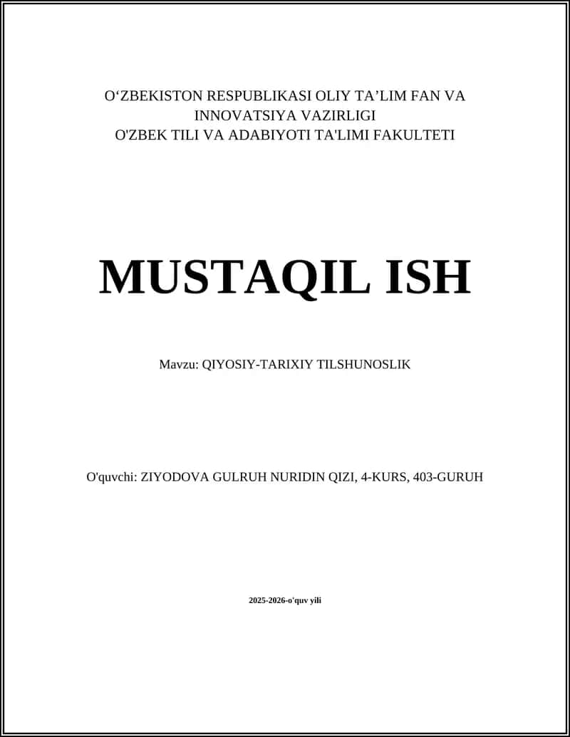 QIYOSIY-TARIXIY TILSHUNOSLIK