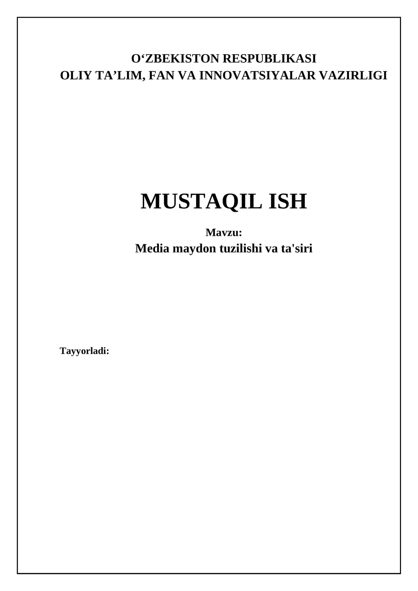 Media maydon tuzilishi va ta'siri