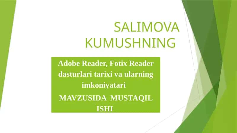 Adobe Reader va Fotix Reader dasturlari tarixi