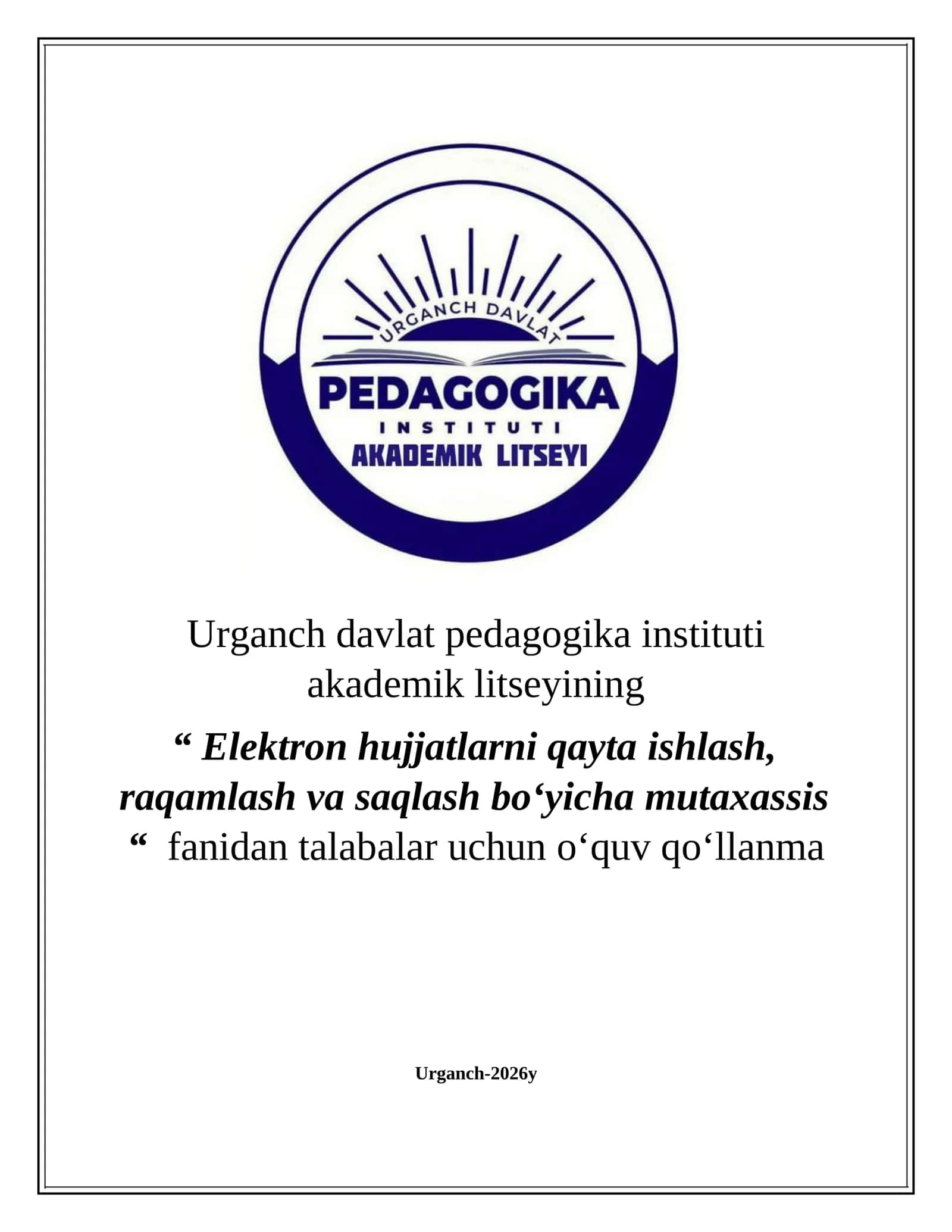 ELEKTRON DARSLIKLAR VA INTERAKTIV RESURSLAR