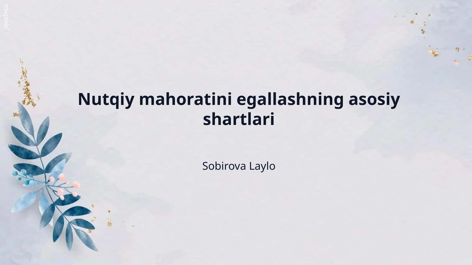 Nutqiy mahoratini egallashning asosiy shartlari
