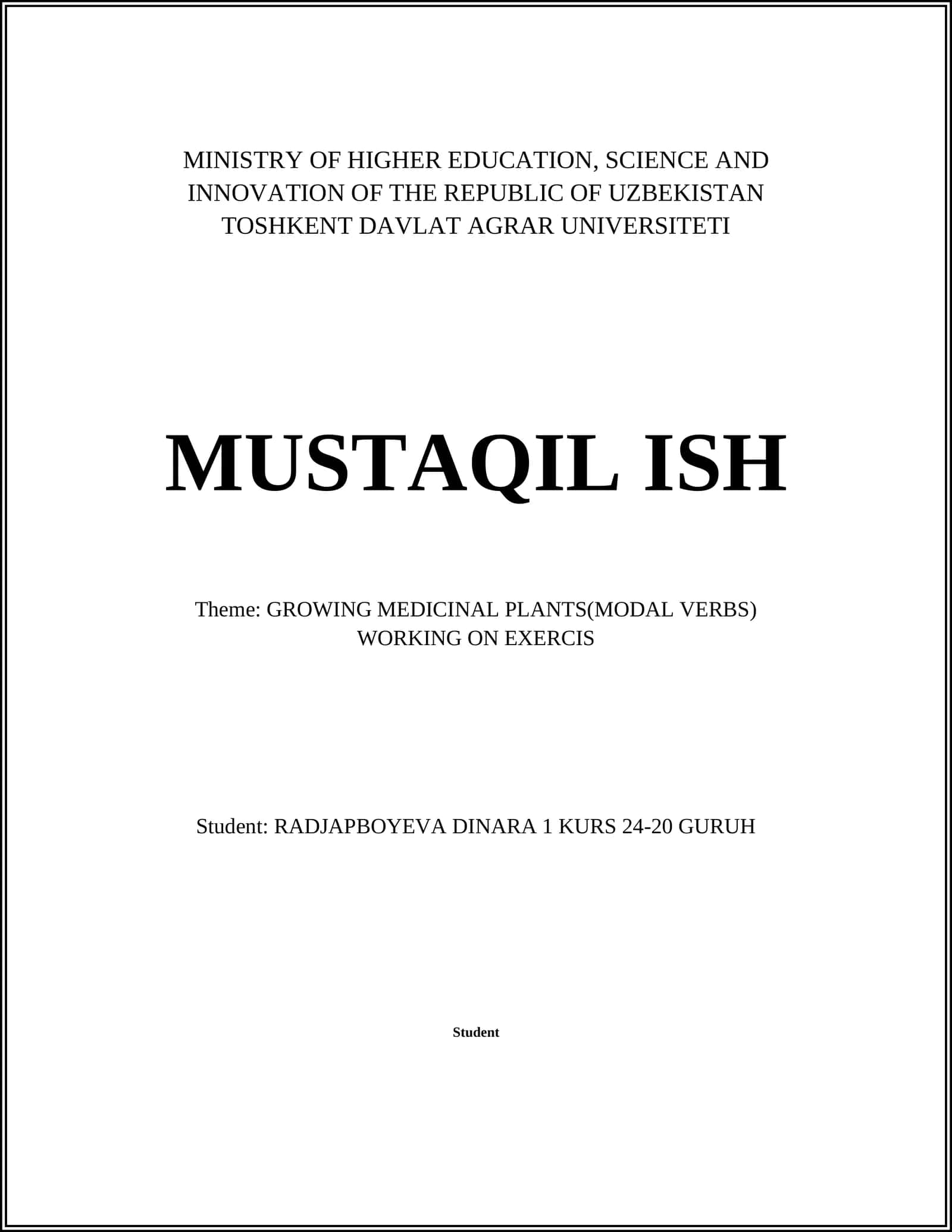 GROWING MEDICINAL PLANTS(MODAL VERBS)