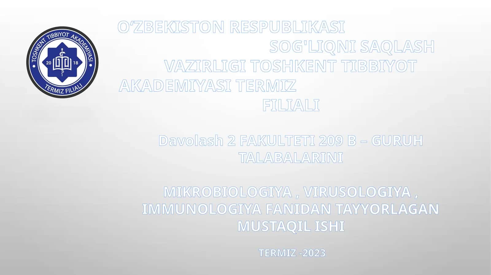 MUSTAQIL ISHI TERMIZ-2023