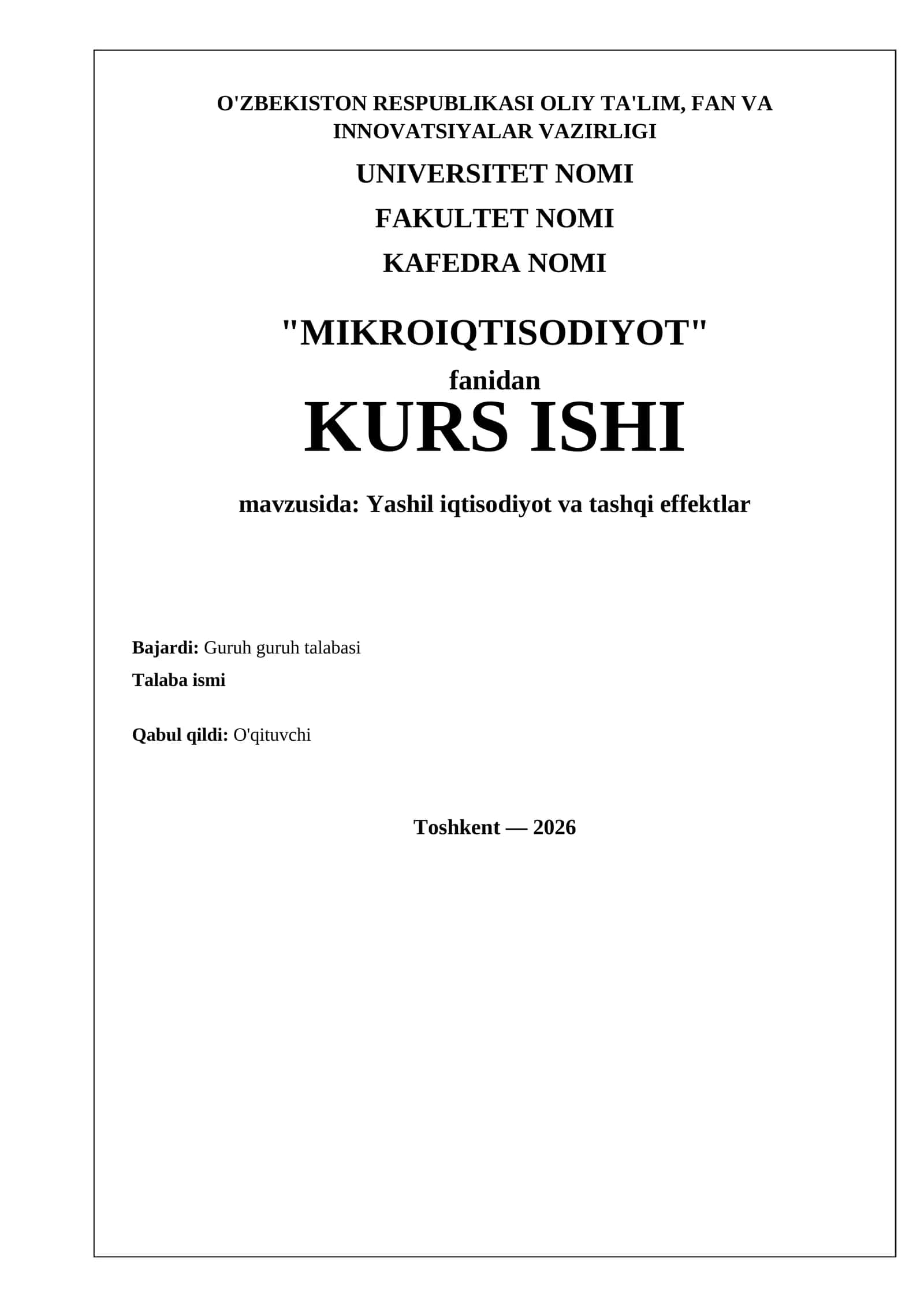 Yashil iqtisodiyot va tashqi effektlar