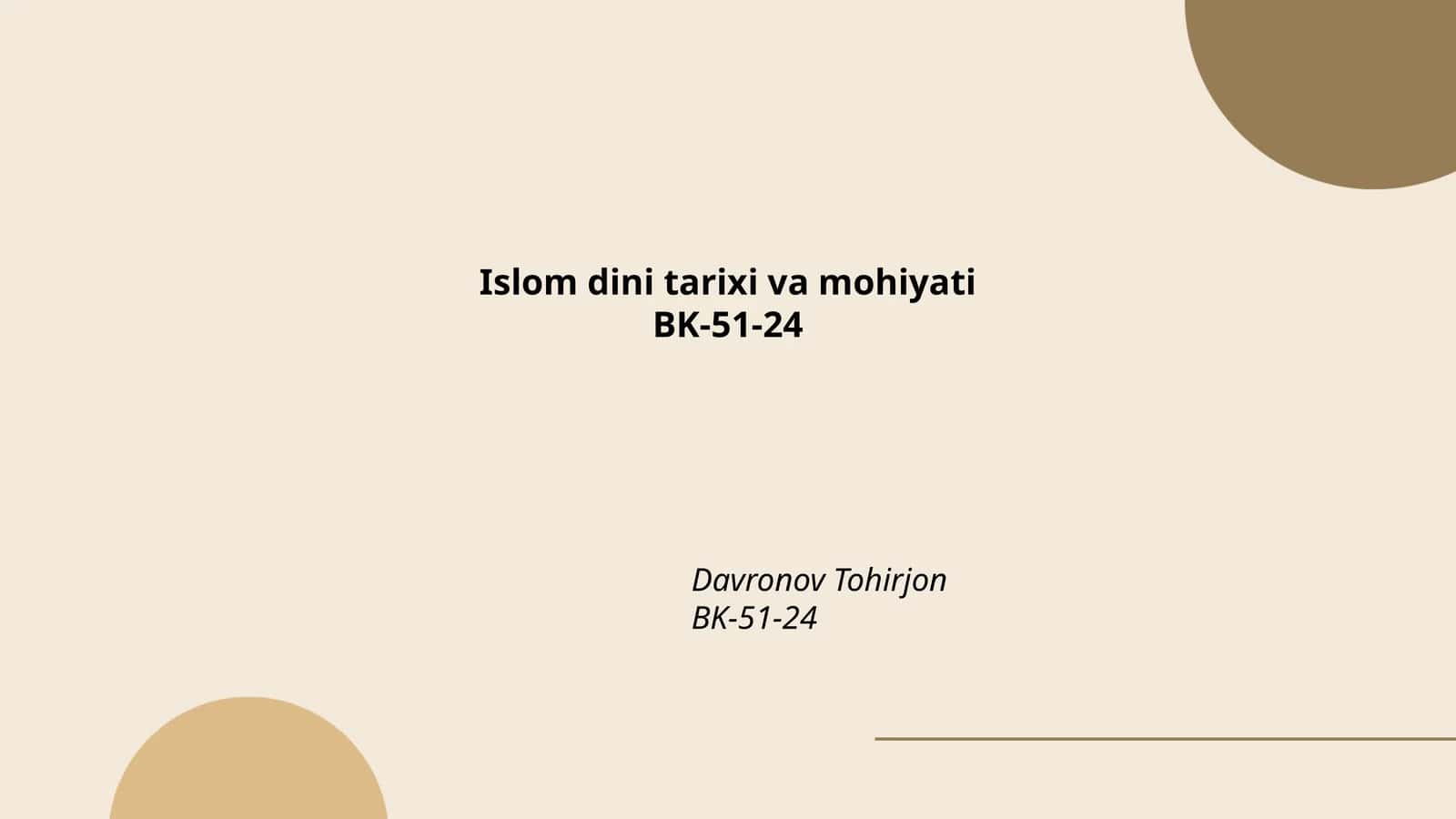 Islom dini tarixi va mohiyati