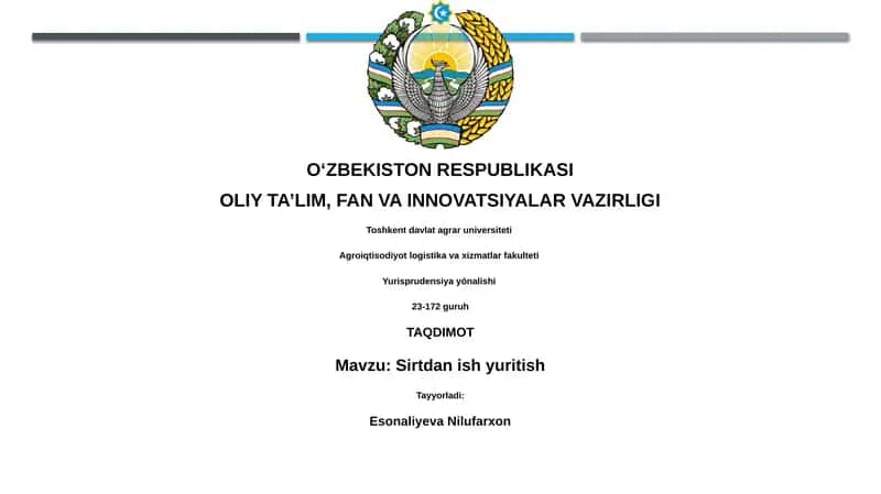 Sirtdan ish yuritish