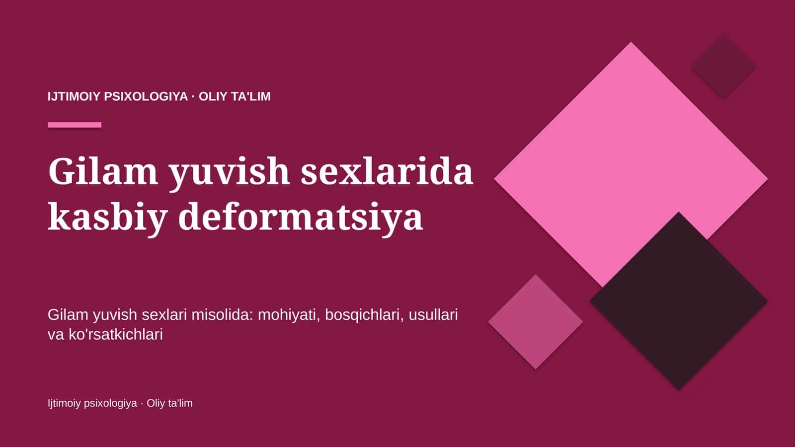 Gilam yuvish sexlarida kasbiy deformatsiya
