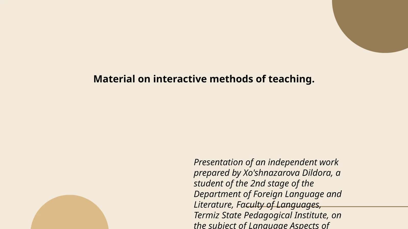 Material on interactive methods of teaching