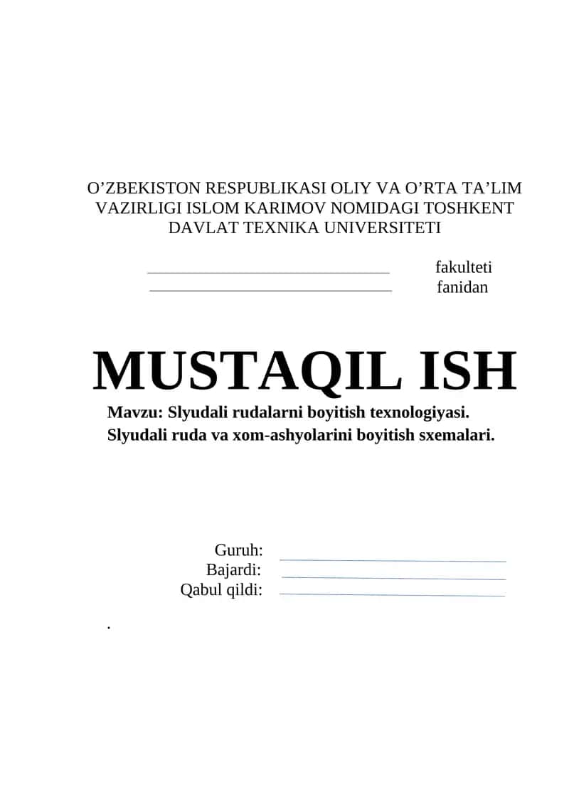 Slyudali rudalarni boyitish texnologiyasi