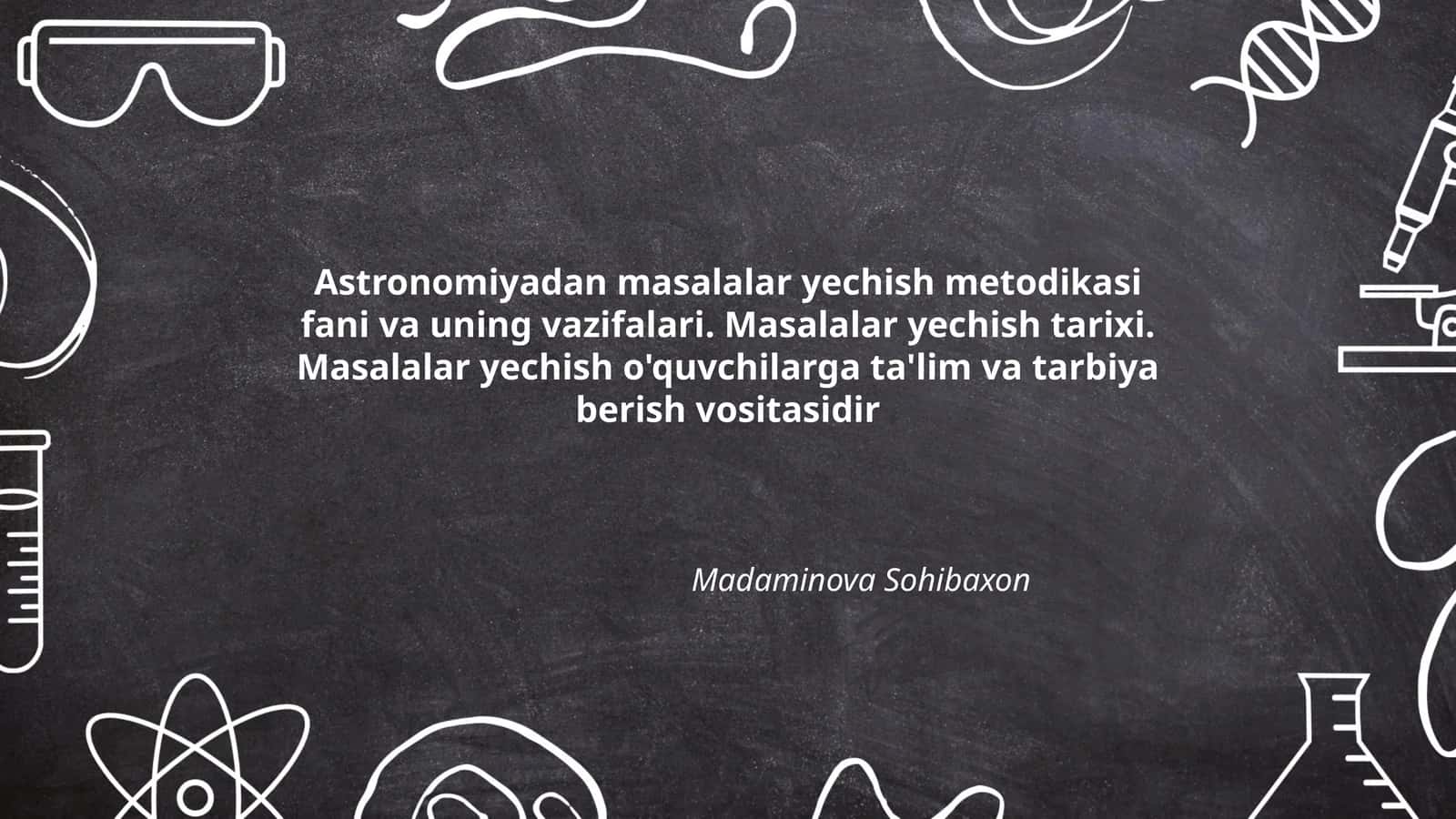 Astronomiyadan masalalar yechish metodikasi