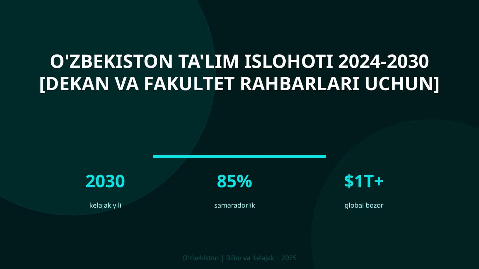 O'zbekiston ta'lim islohoti 2024-2030 [dekan va fakultet rahbarlari uchun]