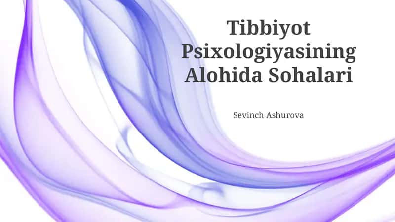 Tibbiyot Psixologiyasining Alohida Sohalari