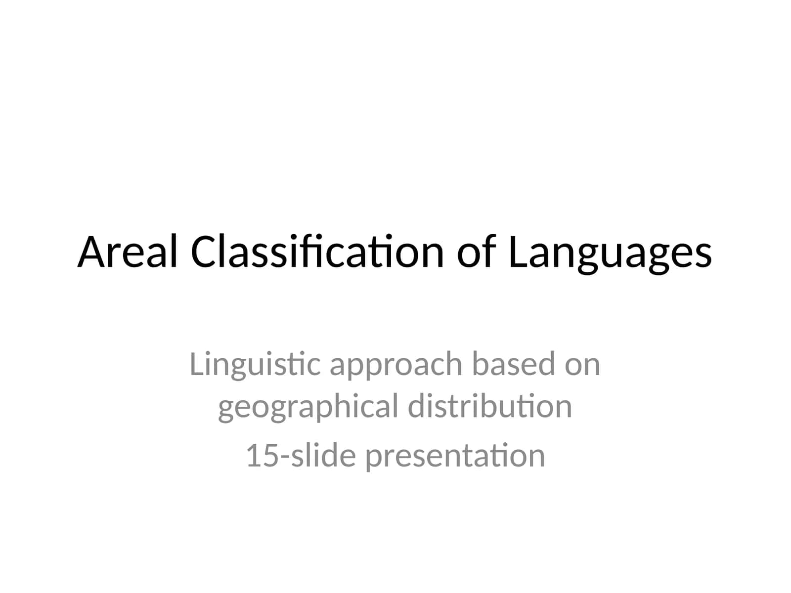 Areal Classification of Languages