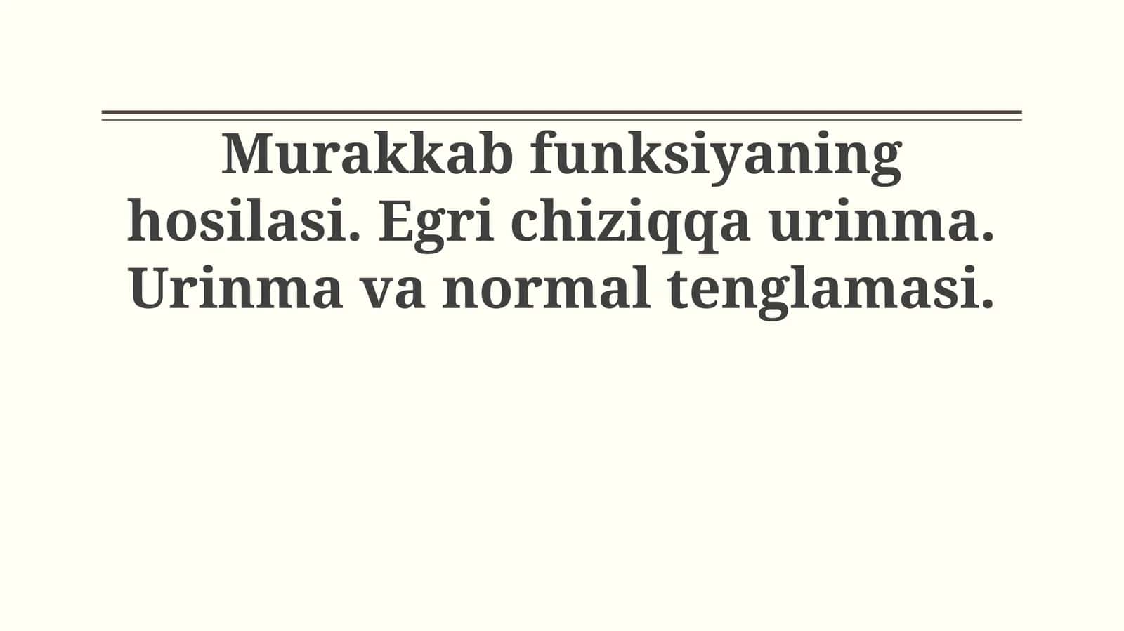 Murakkab funksiyaning hosilasi