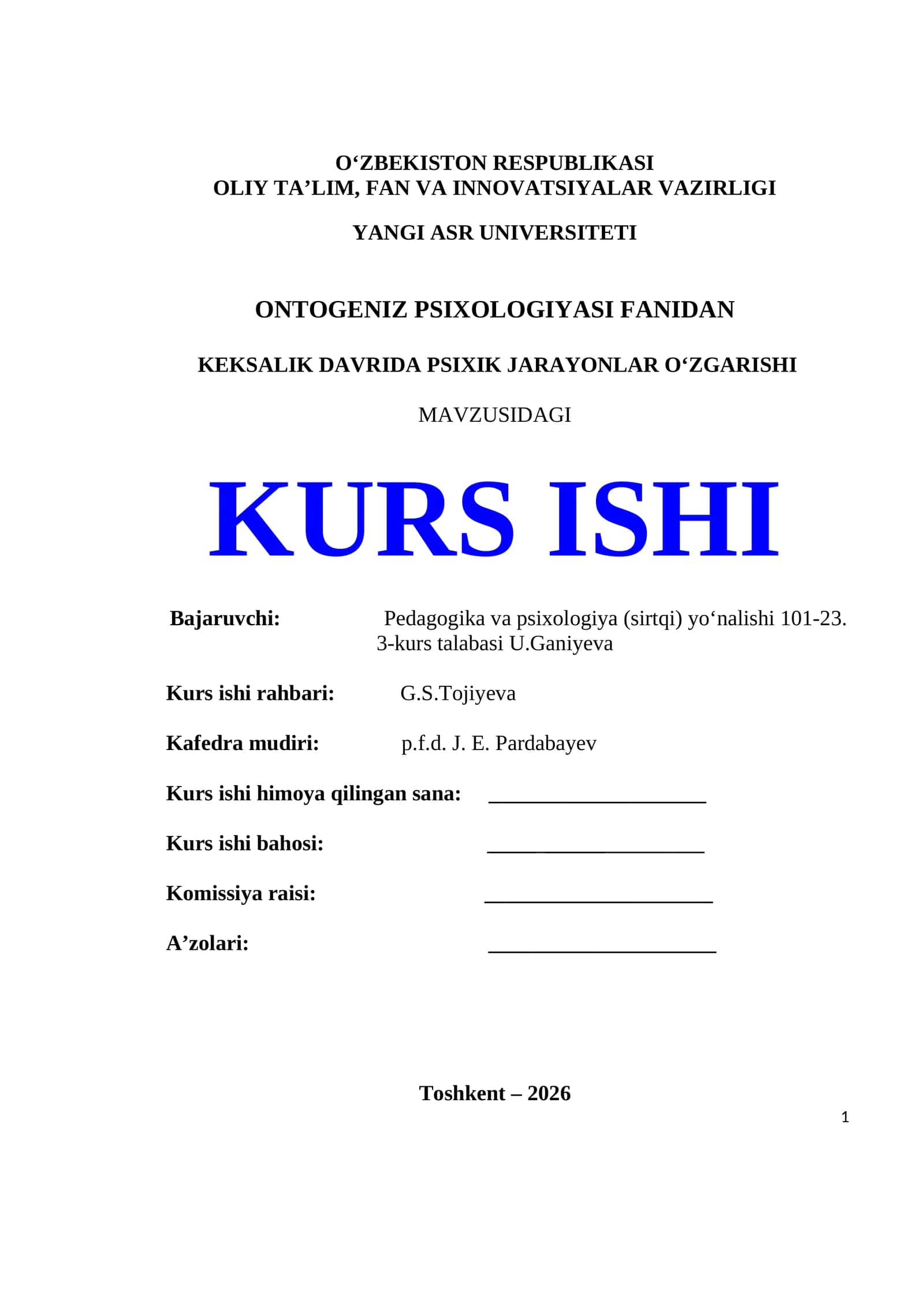 Keksalik davrida psixik jarayonlarning oʻzgarishi