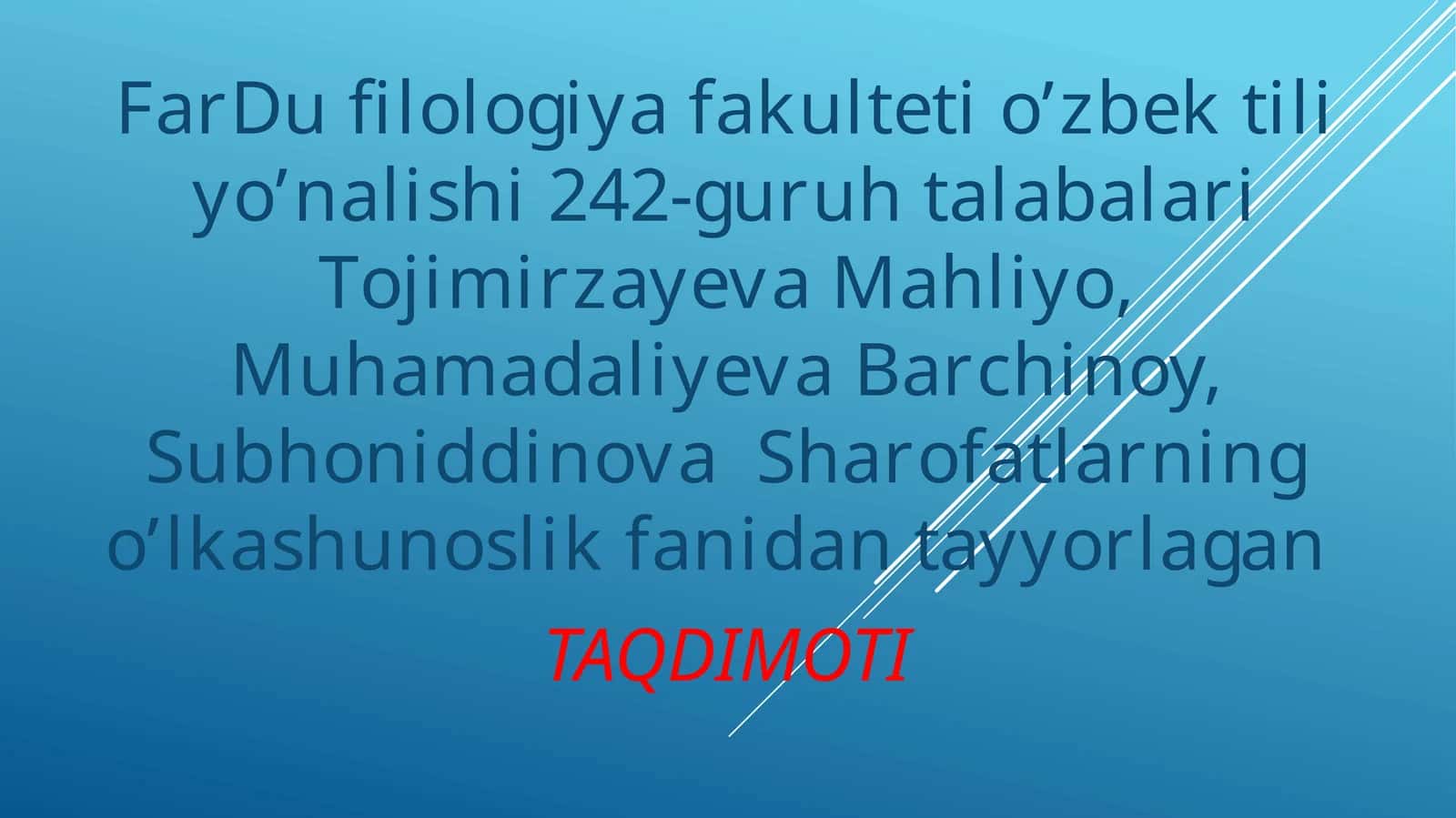 O'zbek tilida toponimika