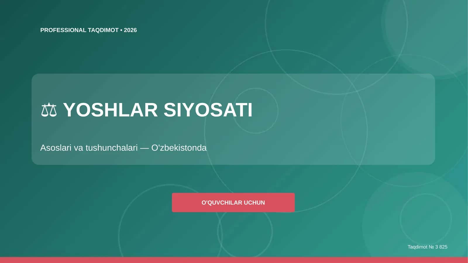Yoshlar siyosati: asoslari va tushunchalari (O'zbekistonda)