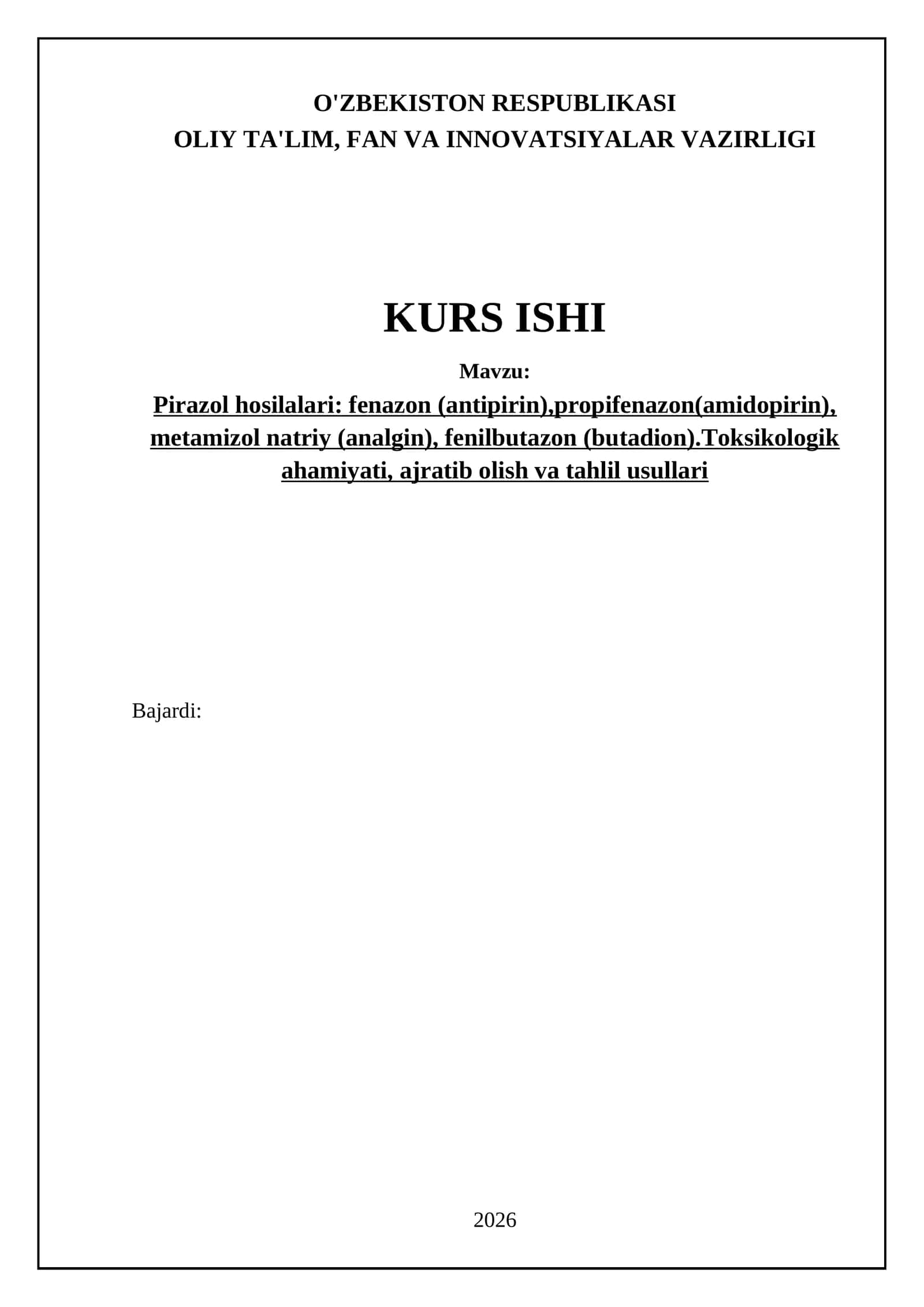 Pirazol Hosilalari Kimyosi va Farmakologik Guruhlanishi