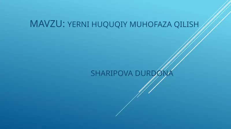 YERNI HUQUQIYMUHOFAZA QILISH