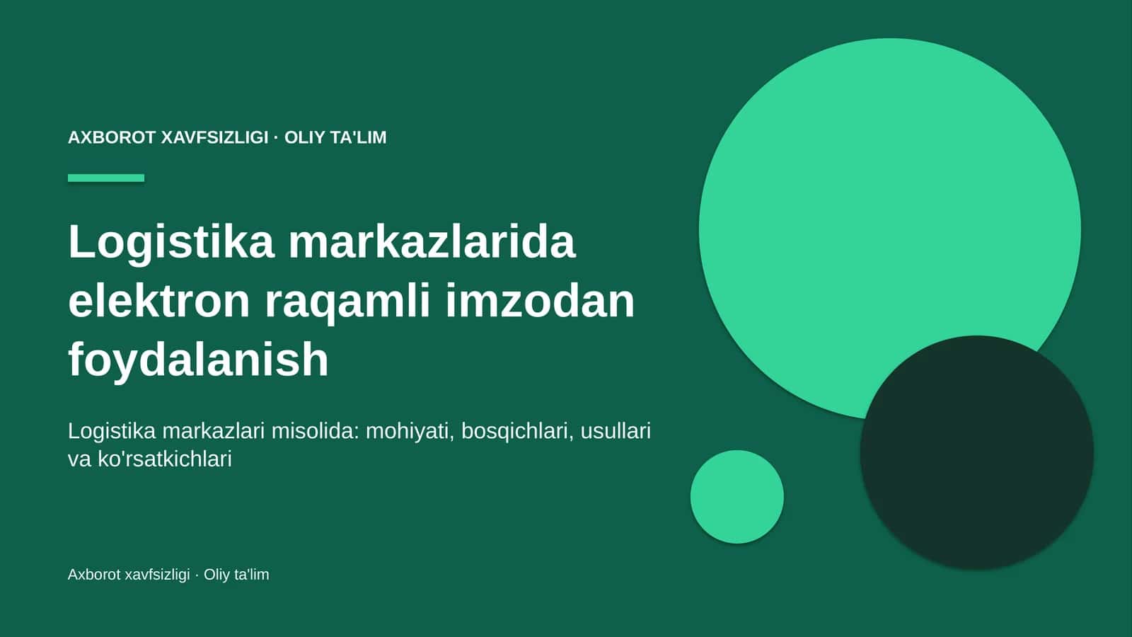 Logistika markazlarida elektron raqamli imzodan foydalanish