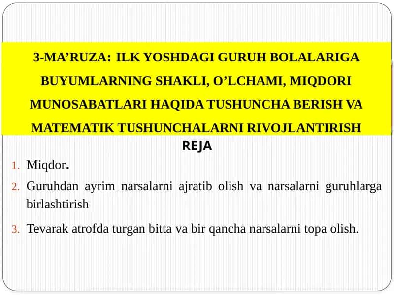 Tevarak atrofda turgan bitta va bir qancha narsalarni topa olish
