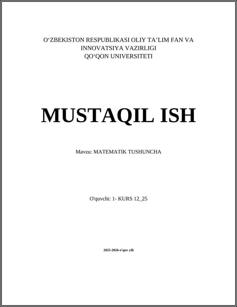 MATEMATIK TUSHUNCHA