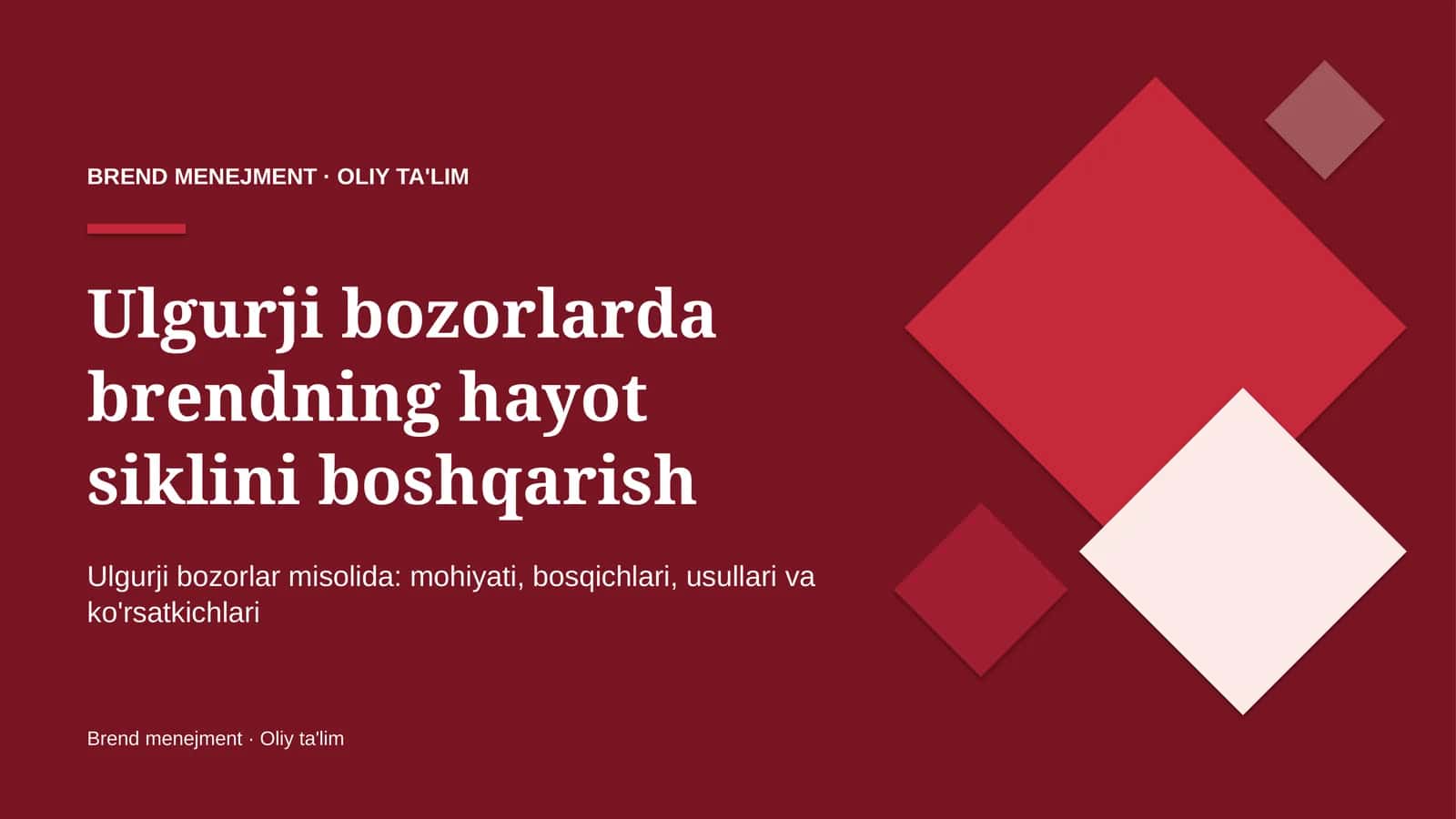 ulgurji bozorlarda brendning hayot siklini boshqarish 9712