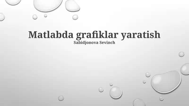 Grafiklar yaratish Matlabda