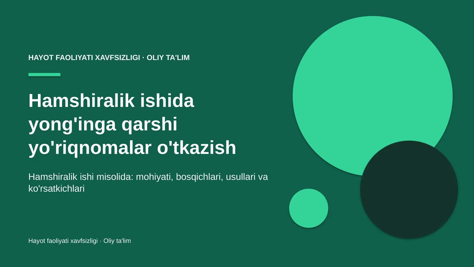 Hamshiralik ishida yong'inga qarshi yo'riqnomalar o'tkazish