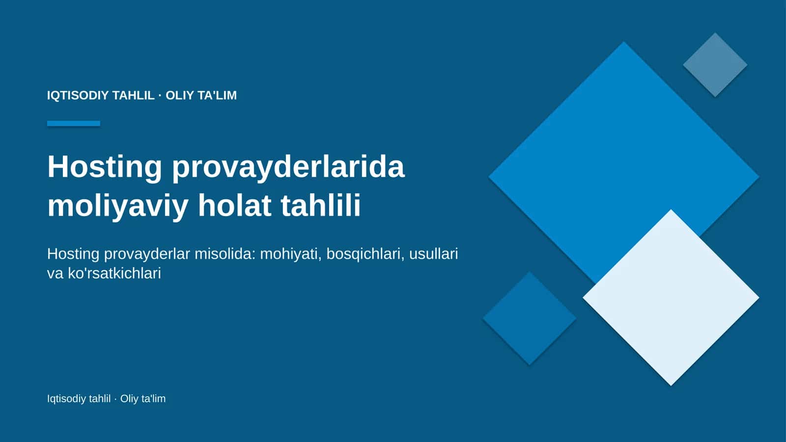 Hosting provayderlarida moliyaviy holat tahlili