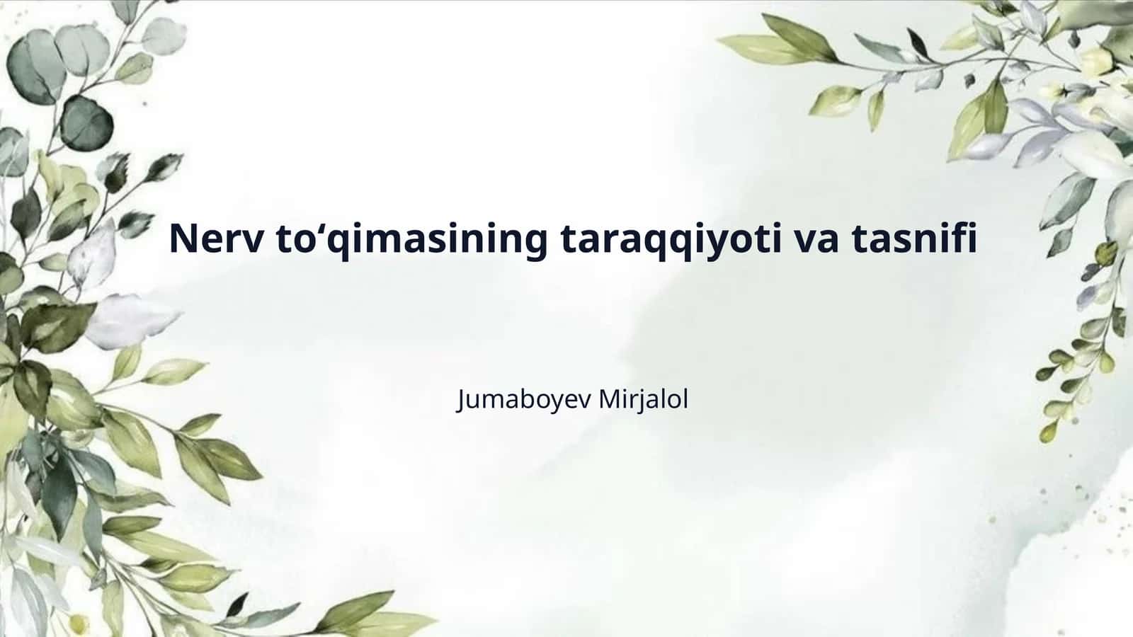 Nerv toʻqimasining taraqqiyoti va tasnifi