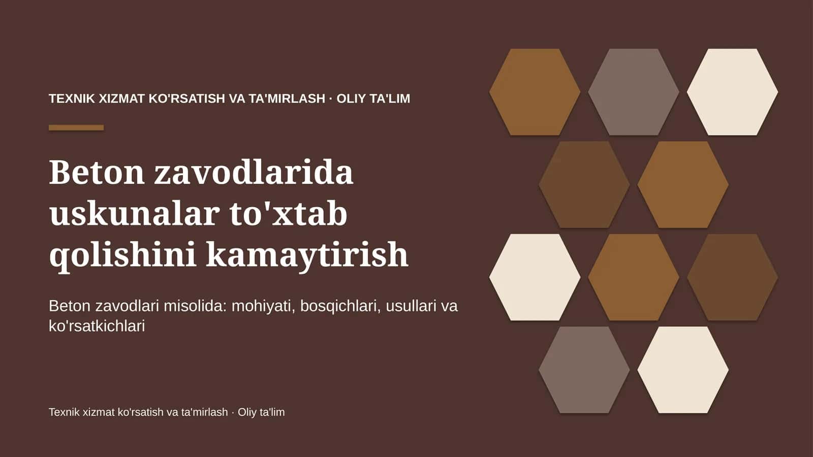 Beton zavodlarida uskunalar to'xtab qolishini kamaytirish