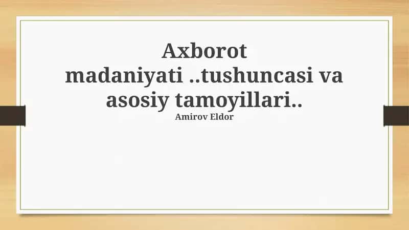 Ma'lumotlar madaniyati: ta'rif va ahamiyat