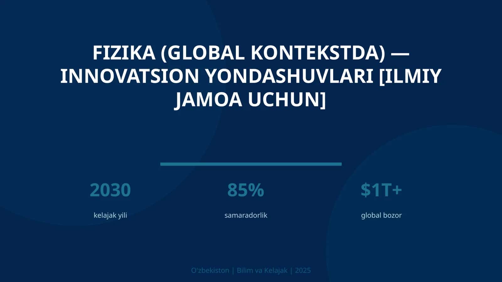 FIZIKA (GLOBAL KONTEKSTDA) — INNOVATSION YONDASHUVLARI [ILMIY JAMOA UCHUN]