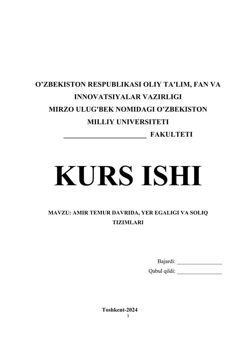 Amir Temur davrida, yer egaligi va soliq tizimlari