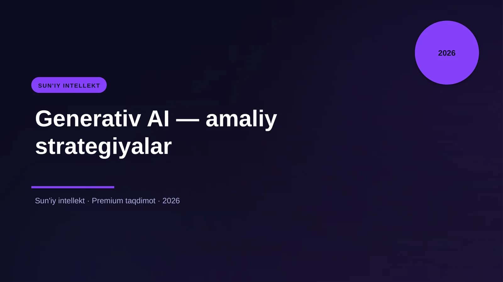 Generativ AI — amaliy strategiyalar