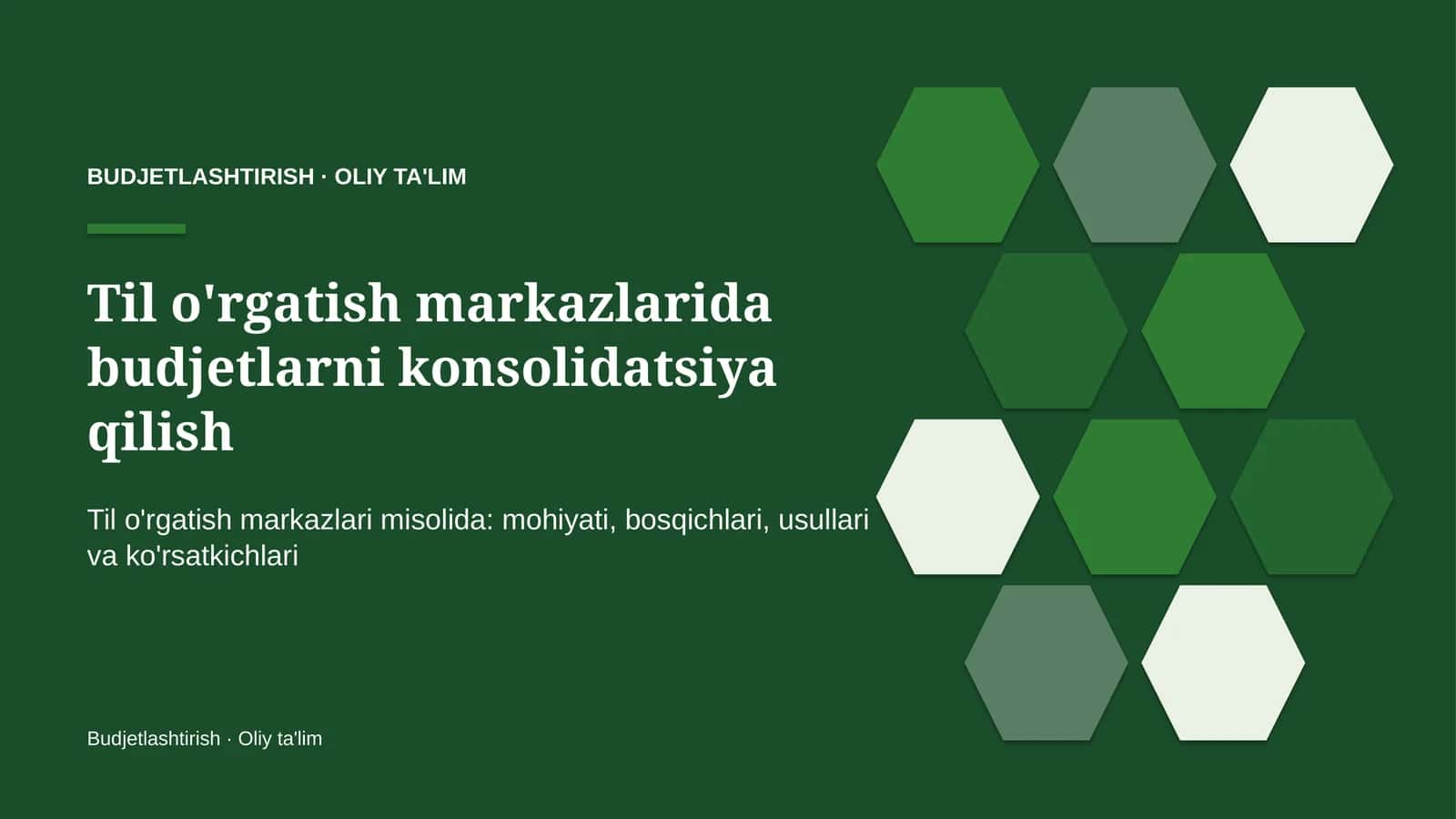 Til o'rgatish markazlarida budjetlarni konsolidatsiya qilish