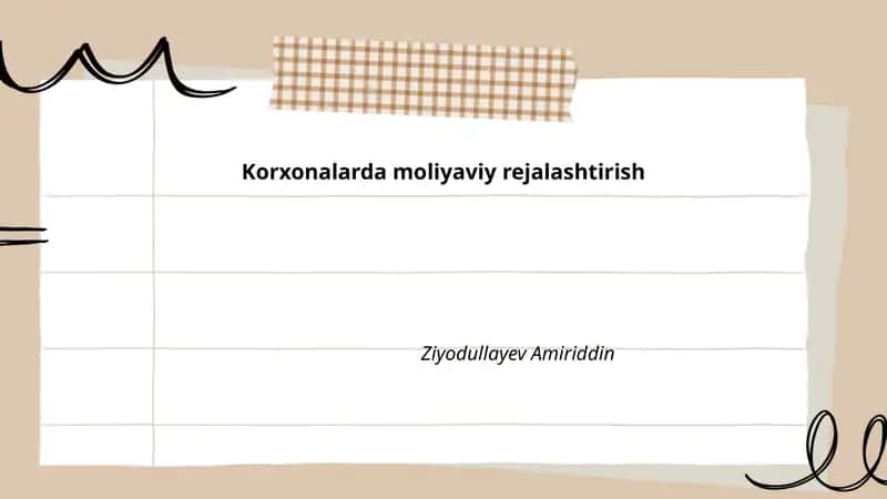 Korxonalarda moliyaviy rejalashtirish