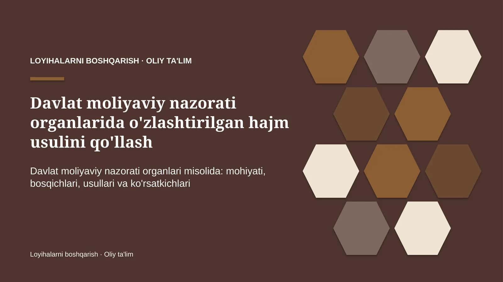 O'zlashtirilgan hajm usulini qo'llash: mohiyati