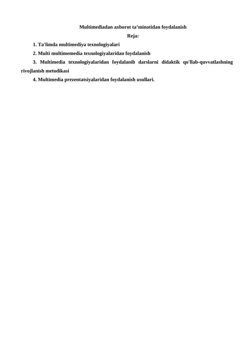 Multimedia texnologiyalari