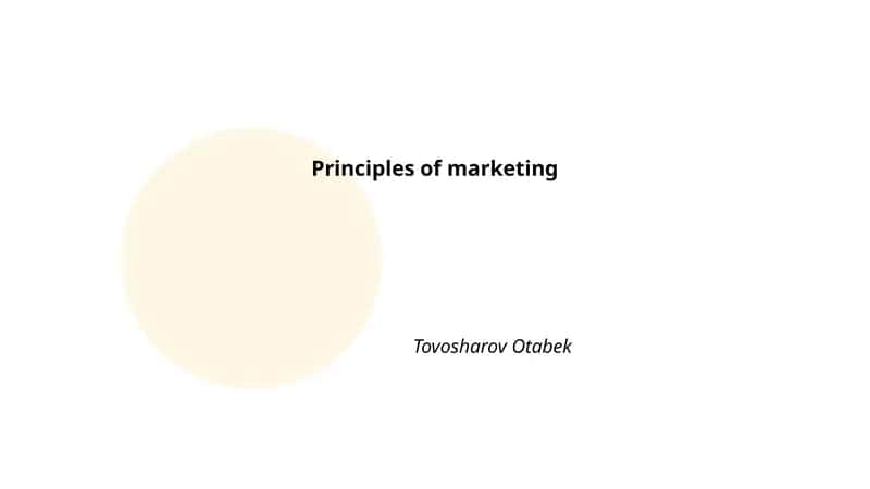 Principles of marketing