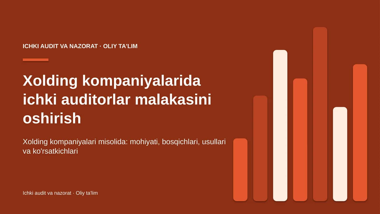 Xolding kompaniyalarida ichki auditorlar malakasini oshirish