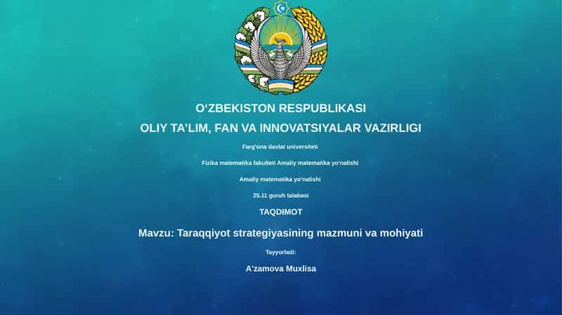 Taraqqiyot strategiyasining mazmuni va mohiyati