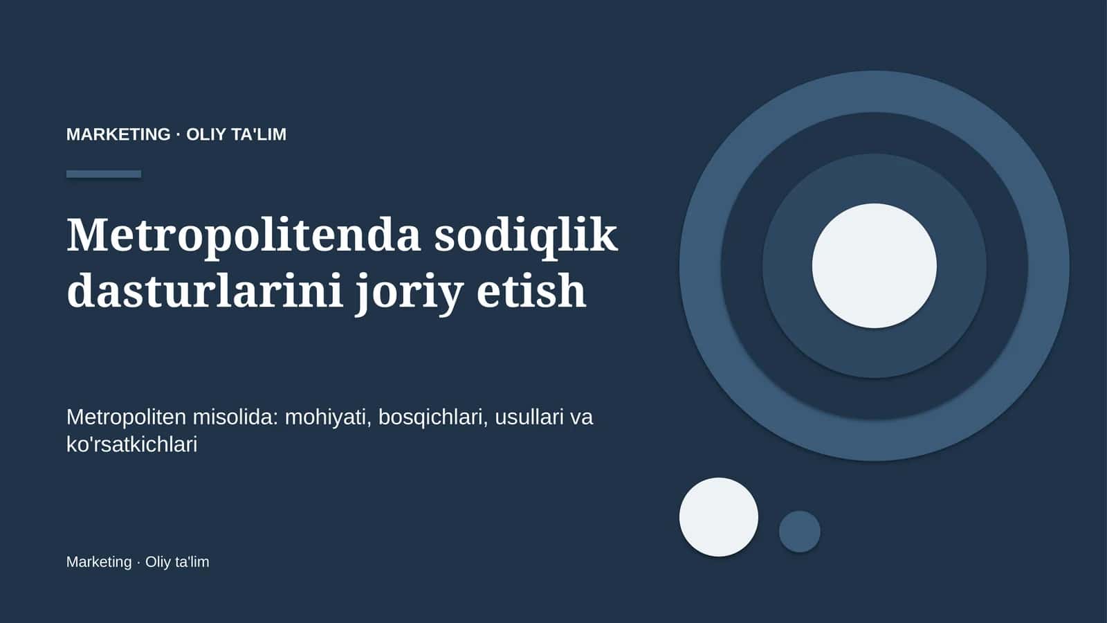 metropolitenda sodiqlik dasturlarini joriy etish 9249
