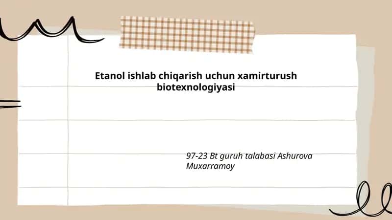 Etanol ishlab chiqarish uchun xamirturush biotexnologiyasi