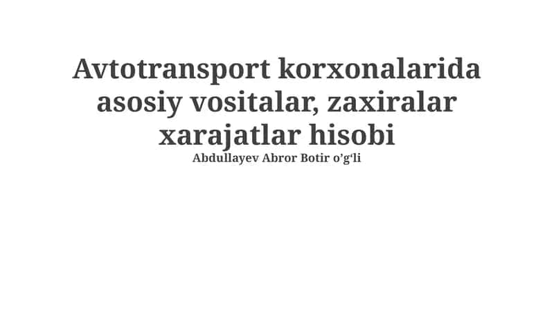 Asosiy vositalar hisobi